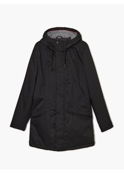 Cropp - Czarny płaszcz z kapturem - czarny ze sklepu Cropp w kategorii Płaszcze męskie - zdjęcie 144558522