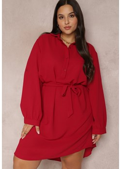 Bordowa Sukienka Koszulowa z Wiązanym Paskiem Chionestra ze sklepu Renee odzież w kategorii Sukienki - zdjęcie 144603373