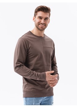 Bluza męska bez kaptura z przeszyciami - kawowa V9 B1278 ze sklepu ombre w kategorii Bluzy męskie - zdjęcie 144615914