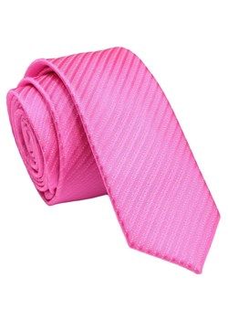 Wąski Krawat - Śledź - Alties - Różowy w Delikatny Prążek KRALTStani0796 ze sklepu JegoSzafa.pl w kategorii Krawaty - zdjęcie 144616131