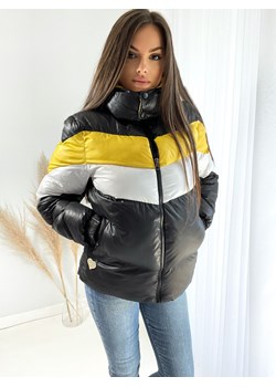 zimowa kurtka desti z odpinanym kapturem czarna z żółtym ze sklepu STYLOWO w kategorii Kurtki damskie - zdjęcie 144653651