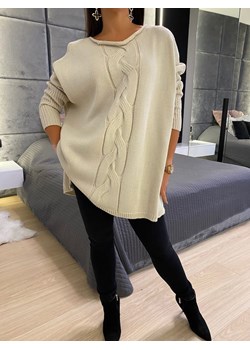Beżowy Sweter Oversize ze sklepu ModnaKiecka.pl w kategorii Swetry damskie - zdjęcie 144716052