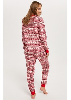 Kombinezon damski piżama jednoczęściowa w norweski wzór Alaska, Kolor czerwony-wzór, Rozmiar L, Italian Fashion ze sklepu Intymna w kategorii Piżamy damskie - zdjęcie 144725420