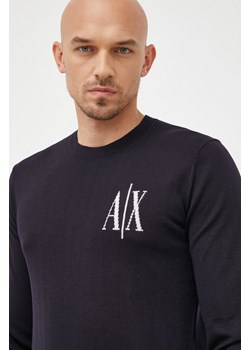 Armani Exchange sweter wełniany kolor granatowy ze sklepu ANSWEAR.com w kategorii Swetry męskie - zdjęcie 144729984