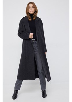 Calvin Klein płaszcz wełniany kolor czarny przejściowy ze sklepu ANSWEAR.com w kategorii Płaszcze damskie - zdjęcie 144745411