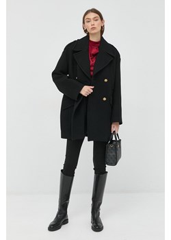 Pinko płaszcz wełniany kolor czarny przejściowy dwurzędowy ze sklepu ANSWEAR.com w kategorii Płaszcze damskie - zdjęcie 144745802