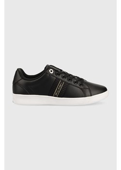 Tommy Hilfiger sneakersy skórzane Signature Webbing Court Sneaker kolor czarny ze sklepu ANSWEAR.com w kategorii Trampki damskie - zdjęcie 144753433