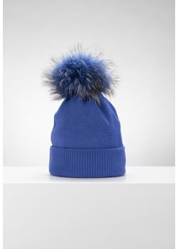Niebiesko-fioletowa czapka z wełną z odpinanym pomponem ze sklepu Molton w kategorii Czapki zimowe damskie - zdjęcie 144802552