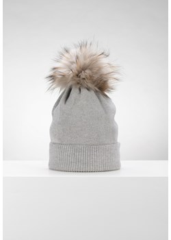 Szara czapka z wełną z odpinanym pomponem ze sklepu Molton w kategorii Czapki zimowe damskie - zdjęcie 144802564