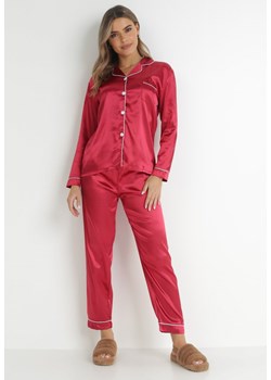 Bordowy 2-częściowy Komplet Piżamowy Satynowy Kinaia ze sklepu Born2be Odzież w kategorii Piżamy damskie - zdjęcie 144831060