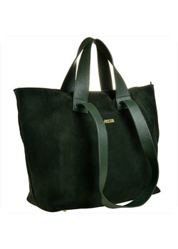 Torba shopper zielona na ramię i do ręki zamsz naturalny ze sklepu melon.pl w kategorii Torby Shopper bag - zdjęcie 144834583