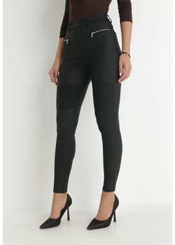 Czarne Spodnie Skinny z Imitacji Skóry Telie ze sklepu Born2be Odzież w kategorii Spodnie damskie - zdjęcie 144877053