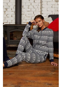 Kombinezon damski w norweski wzór piżama jednoczęściowa Alaska, Kolor granatowy-wzór, Rozmiar S, Italian Fashion ze sklepu Intymna w kategorii Piżamy damskie - zdjęcie 144877093