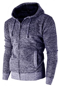 Sweter na futrze męski BM6334 indigo ze sklepu Risardi w kategorii Bluzy męskie - zdjęcie 144878551