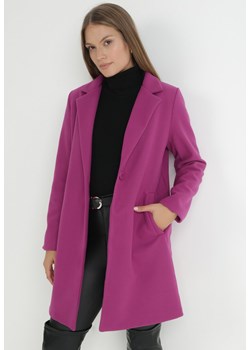Fioletowy Płaszcz Jednorzędowy Sono ze sklepu Born2be Odzież w kategorii Płaszcze damskie - zdjęcie 144879401