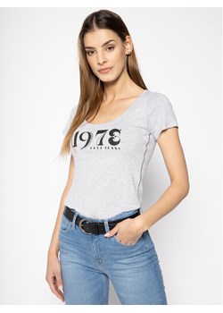 Pepe Jeans T-Shirt Caieta PL504335 Szary Regular Fit ze sklepu MODIVO w kategorii Bluzki damskie - zdjęcie 144919133