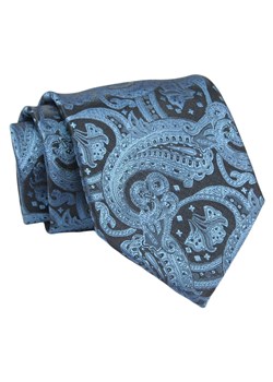 Klasyczny, Szeroki Krawat Męski CHATTIER - Ciemny Granat w Niebieski Orientalny Wzór KRCH1329 ze sklepu JegoSzafa.pl w kategorii Krawaty - zdjęcie 144928204