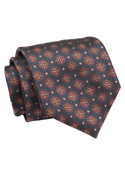 Klasyczny, Szeroki Krawat Męski CHATTIER - Granat w Miedziane Grochy KRCH1311 ze sklepu JegoSzafa.pl w kategorii Krawaty - zdjęcie 144928232