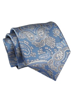 Klasyczny, Szeroki Krawat Męski CHATTIER - Niebieski w Orientalny, Szary Wzór KRCH1310 ze sklepu JegoSzafa.pl w kategorii Krawaty - zdjęcie 144928254