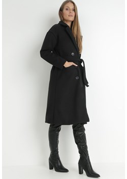 Czarny Płaszcz Dwurzędowy Wiązany Vepha ze sklepu Born2be Odzież w kategorii Płaszcze damskie - zdjęcie 144957330