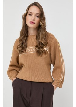 Elisabetta Franchi sweter z domieszką wełny damski kolor beżowy ze sklepu ANSWEAR.com w kategorii Swetry damskie - zdjęcie 144972321