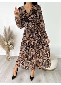 Czarno-Brązowa Sukienka Maxi ze sklepu ModnaKiecka.pl w kategorii Sukienki - zdjęcie 144990330