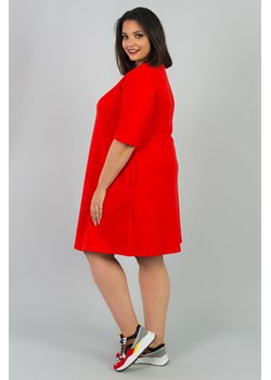 Sukienka dzianinowa trapezowa dres XXL HANA czerwona ze sklepu karko.pl w kategorii Sukienki - zdjęcie 145052914
