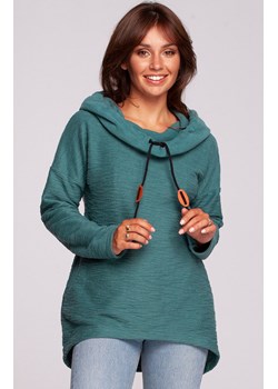Bluza oversize z kominem i kapturem w kolorze turkusowym B249, Kolor turkusowy, Rozmiar L, BE ze sklepu Primodo w kategorii Bluzy damskie - zdjęcie 145056550