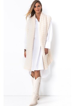 Długa kamizelka swetrowa w kolorze beżowym F1486, Kolor beżowy, Rozmiar one size, Fobya ze sklepu Primodo w kategorii Kamizelki damskie - zdjęcie 145056564
