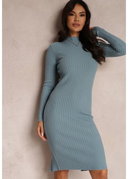 Niebieska Sukienka Dzianinowa z Kaszmirem Anastora ze sklepu Renee odzież w kategorii Sukienki - zdjęcie 145070280