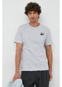 Lacoste t-shirt bawełniany kolor srebrny z aplikacją ze sklepu ANSWEAR.com w kategorii T-shirty męskie - zdjęcie 145072903