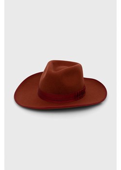 Brixton kapelusz wełniany kolor bordowy wełniany ze sklepu ANSWEAR.com w kategorii Kapelusze męskie - zdjęcie 145073931