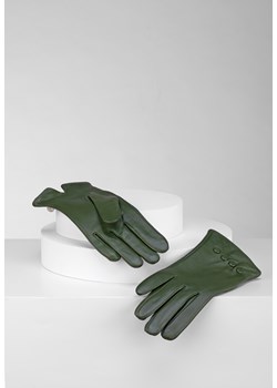 Zielone skórzane rękawiczki z guziczkami ze sklepu Molton w kategorii Rękawiczki damskie - zdjęcie 145141933