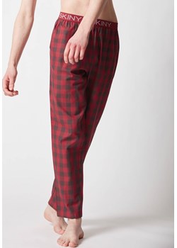 Spodnie męskie do spania w kratę Skiny bordowe 080511 ze sklepu piubiu_pl w kategorii Piżamy męskie - zdjęcie 145144201