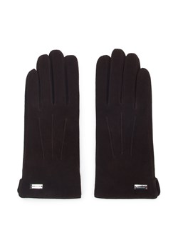 Damskie rękawiczki welurowe ciemny brąz ze sklepu WITTCHEN w kategorii Rękawiczki damskie - zdjęcie 145174003