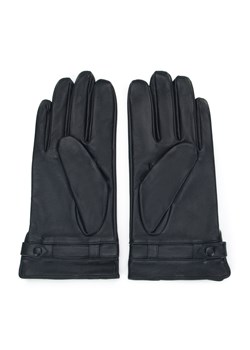 Męskie rękawiczki skórzane z paskiem na zatrzask czarne ze sklepu WITTCHEN w kategorii Rękawiczki męskie - zdjęcie 145174042