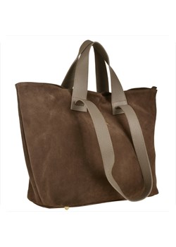 Torba shopper brąz taupe na ramię i do ręki zamsz naturalny ze sklepu melon.pl w kategorii Torby Shopper bag - zdjęcie 145239363