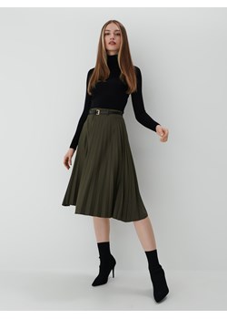 Mohito - Plisowana spódnica z paskiem - Khaki ze sklepu Mohito w kategorii Spódnice - zdjęcie 145264253