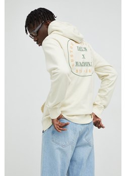 Deus Ex Machina bluza bawełniana męska kolor beżowy z kapturem z nadrukiem ze sklepu ANSWEAR.com w kategorii Bluzy męskie - zdjęcie 145301241