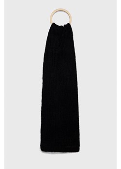 Superdry szalik z domieszką wełny kolor czarny gładki ze sklepu ANSWEAR.com w kategorii Szaliki i chusty damskie - zdjęcie 145301741