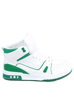 PA1 Sneakersy za kostkę Liam Green białe zielone ze sklepu ButyModne.pl w kategorii Buty sportowe damskie - zdjęcie 145317771