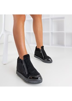 Czarne damskie sneakersy na ukrytym koturnie Haveria - Obuwie ze sklepu royalfashion.pl w kategorii Trampki damskie - zdjęcie 145385662