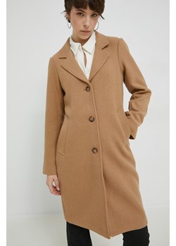 Abercrombie &amp; Fitch płaszcz z domieszką wełny kolor brązowy przejściowy ze sklepu ANSWEAR.com w kategorii Płaszcze damskie - zdjęcie 145408764