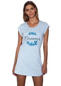 Loreen bawełniana koszula nocna na krótki rękaw, Kolor błękitny-wzór, Rozmiar S, myMaDo ze sklepu Intymna w kategorii Koszule nocne - zdjęcie 145413200