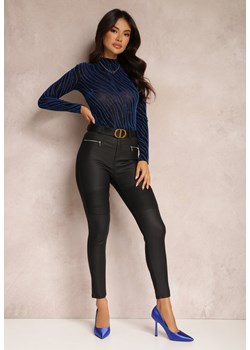 Czarne Spodnie Skinny z Imitacji Skóry Seza ze sklepu Renee odzież w kategorii Spodnie damskie - zdjęcie 145414351
