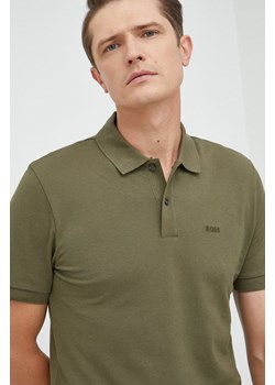 BOSS polo bawełniane 50468301 kolor zielony z aplikacją 50468301 ze sklepu ANSWEAR.com w kategorii T-shirty męskie - zdjęcie 145497310