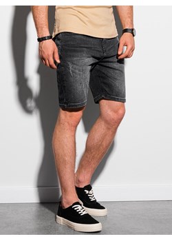 Krótkie spodenki męskie jeansowe W307 - czarne ze sklepu ombre w kategorii Spodenki męskie - zdjęcie 145525414