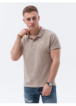 Koszulka męska polo z dzianiny pique - piaskowy V5 S1374 ze sklepu ombre w kategorii T-shirty męskie - zdjęcie 145525482