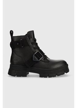 UGG botki skórzane W Ashton Lace Up damskie kolor czarny na platformie ze sklepu ANSWEAR.com w kategorii Botki - zdjęcie 145745843