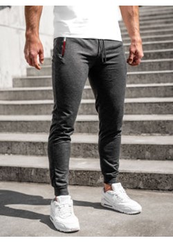 Grafitowe spodnie męskie joggery dresowe Denley JX5007A ze sklepu Denley w kategorii Spodnie męskie - zdjęcie 145753873